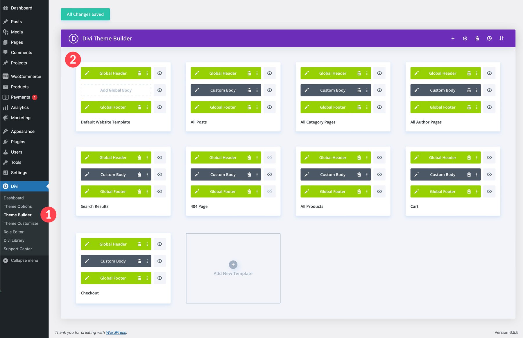 Web Design starter site for Divi